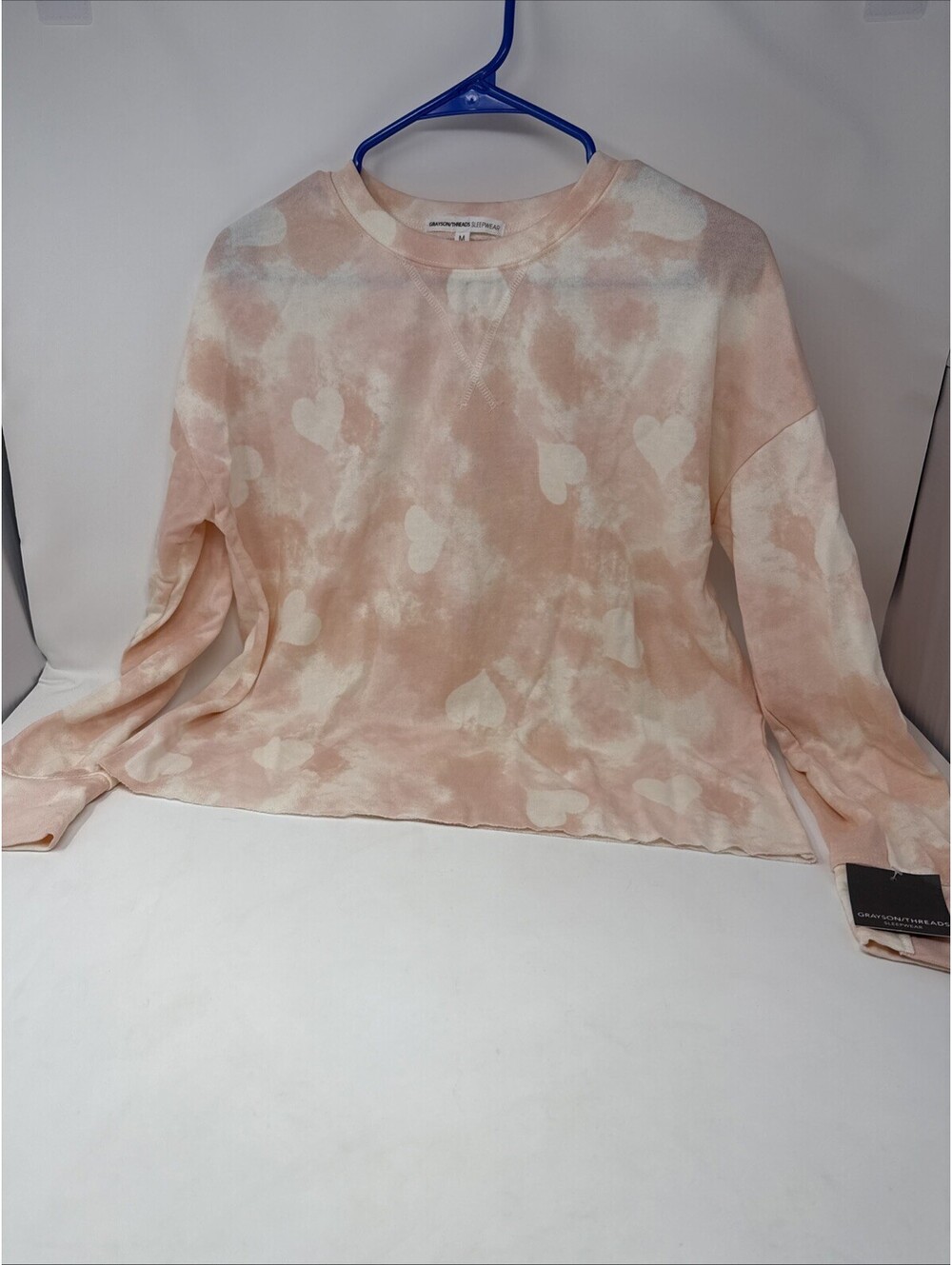 Grayson Threads Sleepwear Womens M Long Sleeve Pink Hearts NEW Top